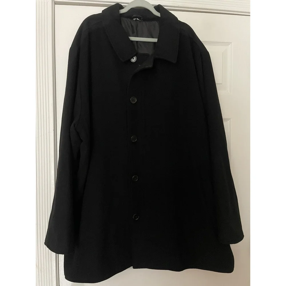 Oak Hill Men 3XLT Coat Black Wool Blend Full Zip‎ Button Classic Jacket 54L/56L